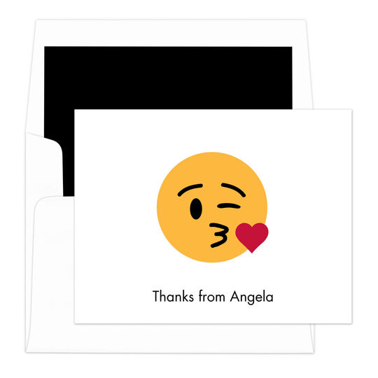 White Kiss Emoji Folded Note Cards